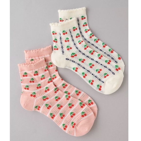 American Eagle Outfitters Accessories - New American Eagle Cherry Stripes Boyfriend Socks 2-Pack Women